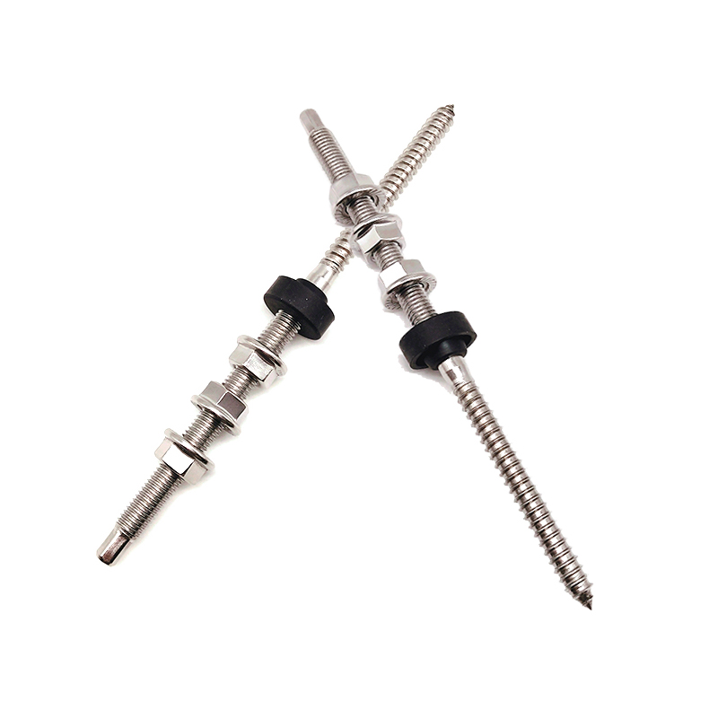 INOX A2 INOX A4 SS304 SS430 M10 Double Head Dowel Screw / Hanger Bolt for Solar Roof Mounting 