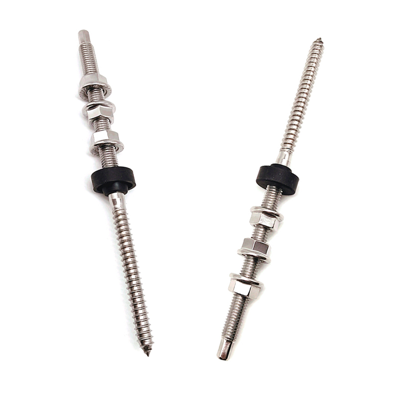 INOX A2 INOX A4 SS304 SS430 M10 Double Head Dowel Screw / Hanger Bolt for Solar Roof Mounting